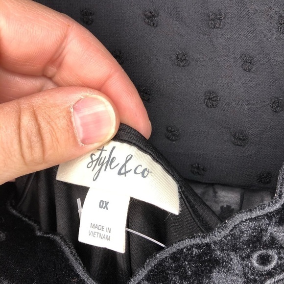 NWT Style & Co Black Sheer Top Sz 0X - Picture 5 of 8